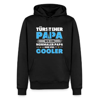 Türsteher Papa wie ein normaler nur viel cooler - Männer Premium Bio Hoodie - Schwarz - Vorne - Nico (187cm)