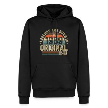 1989 Vintage Born Legends Vintage anniversaire - Sweat à capuche Premium bio Homme - noir - Devant - Nico (187cm)