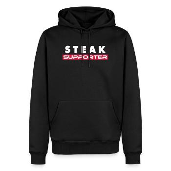 Steak Fan - Sweat à capuche Premium bio Homme - noir - Devant - Nico (187cm)