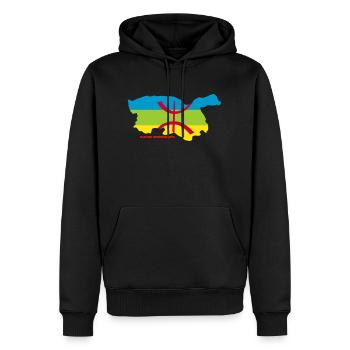 UNABHÄNGIGE KABYLIA - Männer Premium Bio Hoodie - Schwarz - Vorne - Nico (187cm)