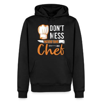 Chef Chef Chef Cuisine Drôle de dicton - Sweat à capuche Premium bio Homme - noir - Devant - Nico (187cm)
