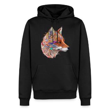 Fuchs Fuchsmotiv Tiere Geschenk Kunst Tiermotiv - Männer Premium Bio Hoodie - Schwarz - Vorne - Nico (187cm)