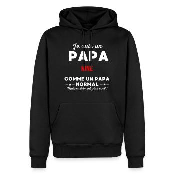 Je suis un Papa KINE - Sweat à capuche Premium bio Homme - noir - Devant - Nico (187cm)