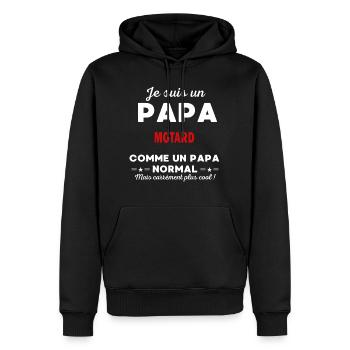 Je suis un Papa MOTARD - Sweat à capuche Premium bio Homme - noir - Devant - Nico (187cm)