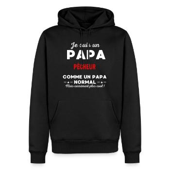 Je suis un Papa PÊCHEUR - Sweat à capuche Premium bio Homme - noir - Devant - Nico (187cm)