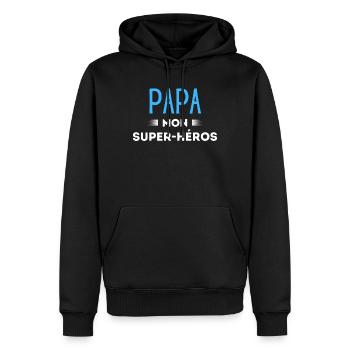 Papa mon super héros - Sweat à capuche Premium bio Homme - noir - Devant - Nico (187cm)