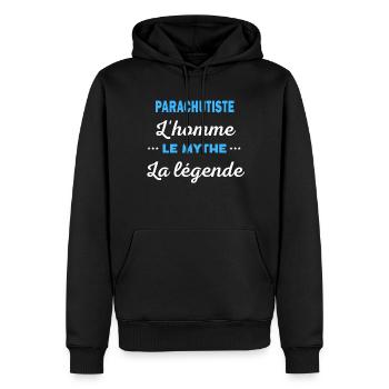PARACHUTISTE homme mythe légende - Sweat à capuche Premium bio Homme - noir - Devant - Nico (187cm)