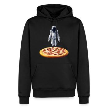 Hovering astronaut over pizza - Men’s Premium Organic Hoodie - black - Front - Nico (187cm)