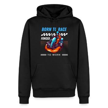 Geboren für die Rasse, gezwungen zur Arbeit - Männer Premium Bio Hoodie - Schwarz - Vorne - Nico (187cm)