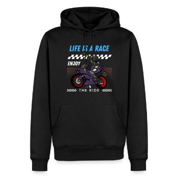 La vie est une course, profitez de la balade - Sweat à capuche Premium bio Homme - noir - Devant - Nico (187cm)