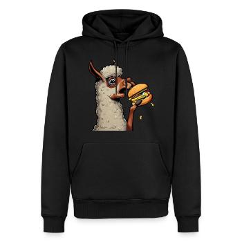 Lama mangeur de cheeseburger - Sweat à capuche Premium bio Homme - noir - Devant - Nico (187cm)