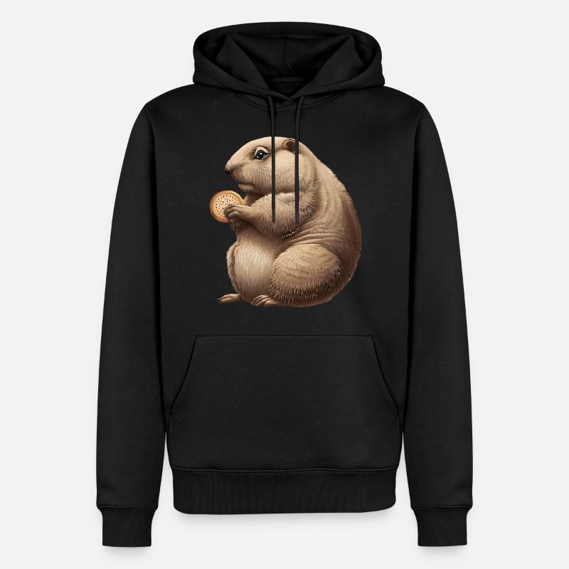 Groundhog mit Cracker - Männer Premium Bio Hoodie - Schwarz