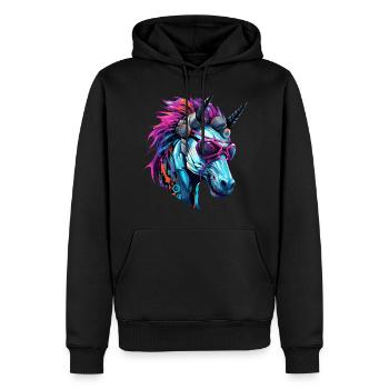 Cool Einhorn-Zweihorn - Cyberpunk Stil - Männer Premium Bio Hoodie - Schwarz - Vorne - Nico (187cm)