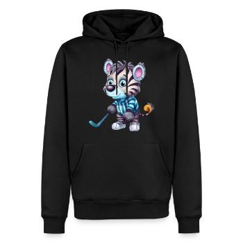 Hockey sur glace Zèbre : Kawaii sur la glace - Sweat à capuche Premium bio Homme - noir - Devant - Nico (187cm)