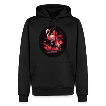 Flamant rose d’automne - Sweat à capuche Premium bio Homme - noir - Devant - Nico (187cm)