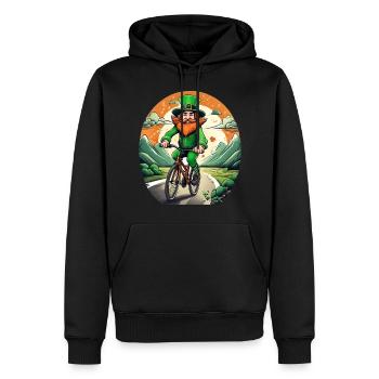St. Patrick's Day Kleeblatt Radfahren - Männer Premium Bio Hoodie - Schwarz - Vorne - Nico (187cm)