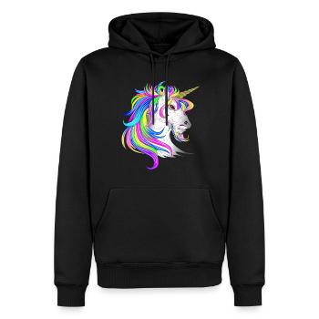 Einhorn wütend - Männer Premium Bio Hoodie - Schwarz - Vorne - Nico (187cm)