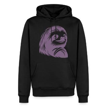 Révérencieux paresseux visage portrait silhouette - Sweat à capuche Premium bio Homme - noir - Devant - Nico (187cm)