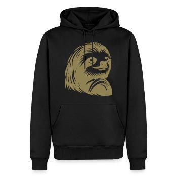 Révérencieux paresseux visage portrait silhouette - Sweat à capuche Premium bio Homme - noir - Devant - Nico (187cm)
