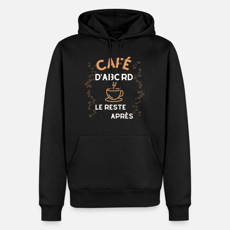 Café d'Abord - Sweat à capuche Premium bio Homme - noir