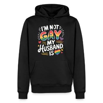 I'm Not Gay My Husband Is 19 - Männer Premium Bio Hoodie - Schwarz - Vorne - Nico (187cm)