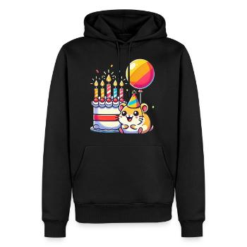 Hamster Kid Celebrating Birthday - Männer Premium Bio Hoodie - Schwarz - Vorne - Nico (187cm)
