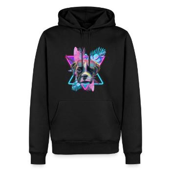 Boxer süßer Hund tropical neon cool welpe - Männer Premium Bio Hoodie - Schwarz - Vorne - Nico (187cm)