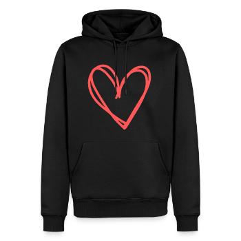 idée cadeau coeur amour amour - Sweat à capuche Premium bio Homme - noir - Devant - Nico (187cm)
