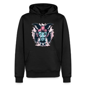 Ästhetisches Dämonenmädchen - Kawaii Anime - Männer Premium Bio Hoodie - Schwarz - Vorne - Nico (187cm)