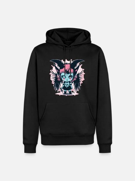 Ästhetisches Dämonenmädchen - Kawaii Anime - Männer Premium Bio Hoodie - Schwarz