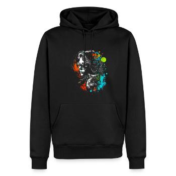 Catlady chat femme dans un style rétro cool - Sweat à capuche Premium bio Homme - noir - Devant - Nico (187cm)