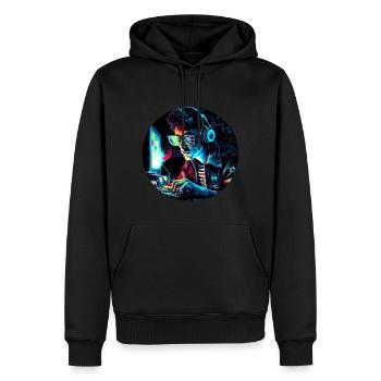 Futuristischer 80er Retro Trash PC Nerd - Männer Premium Bio Hoodie - Schwarz - Vorne - Nico (187cm)