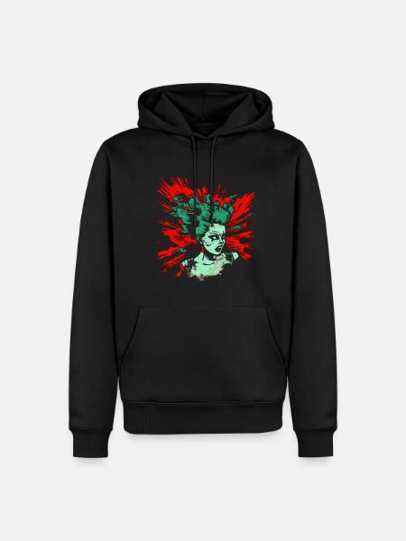 Cool Psychobilly Comic Design - Green Woman - Men’s Premium Organic Hoodie - black
