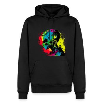 Cool Rétro Futuristic Alien - Arc-en-ciel - Sweat à capuche Premium bio Homme - noir - Devant - Nico (187cm)