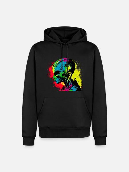 Cool Retro Futuristic Alien - Rainbow - Men’s Premium Organic Hoodie - black