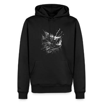 Anglerfisch, Tiefseefisch in weiß auf schwarz - Männer Premium Bio Hoodie - Schwarz - Vorne - Nico (187cm)