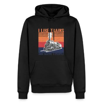 Lokführer Bahn Design I Model Eisenbahn - Männer Premium Bio Hoodie - Schwarz - Vorne - Nico (187cm)