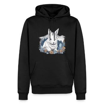 Rabbit Bunny Nature Art - Men’s Premium Organic Hoodie - black - Front - Nico (187cm)
