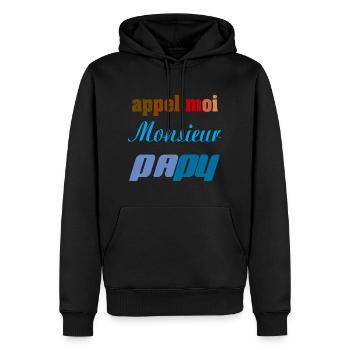 APPEL MOI MONSIEUR PAPY - Sweat à capuche Premium bio Homme - noir - Devant - Nico (187cm)