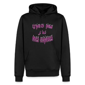 j peux pas j ai mes copines tee shirt fille cadeau - Sweat à capuche Premium bio Homme - noir - Devant - Nico (187cm)