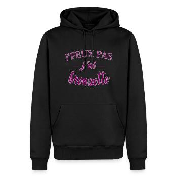 j peux pas j ai bronzette tee shirt plage drole - Sweat à capuche Premium bio Homme - noir - Devant - Nico (187cm)