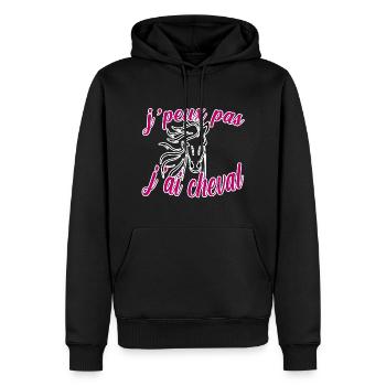 Tee shirt j peux pas j ai cheval humour girly - Sweat à capuche Premium bio Homme - noir - Devant - Nico (187cm)