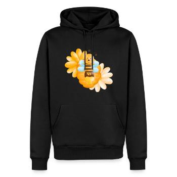Abeille mignonne avec des fleurs et des enfants doux au miel - Sweat à capuche Premium bio Homme - noir - Devant - Nico (187cm)