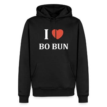 i love bo bun - Sweat à capuche Premium bio Homme - noir - Devant - Nico (187cm)