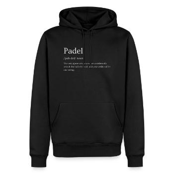 Padel Sport Definition - Smash ball, wall & pride - Men’s Premium Organic Hoodie - black - Front - Nico (187cm)