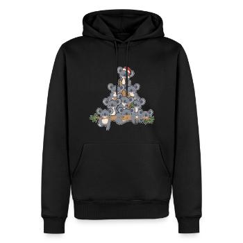 Weihnachts Baum Koala mit Lichtern Pinguin Spaß - Männer Premium Bio Hoodie - Schwarz - Vorne - Nico (187cm)
