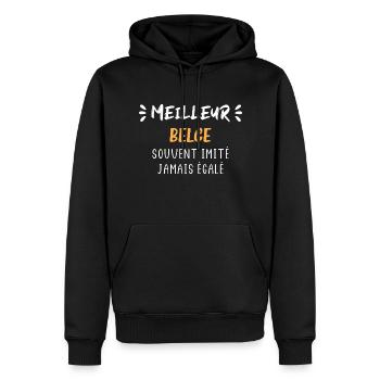 Souvent imité jamais égalé meilleur belge - Sweat à capuche Premium bio Homme - noir - Devant - Nico (187cm)