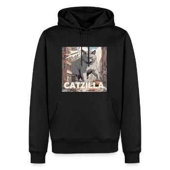 CATZILLA - Sweat à capuche Premium bio Homme - noir - Devant - Nico (187cm)