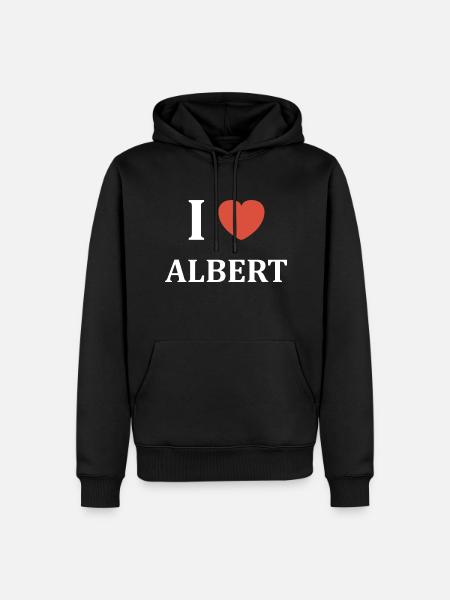 i love Albert - Sweat à capuche Premium bio Homme - noir