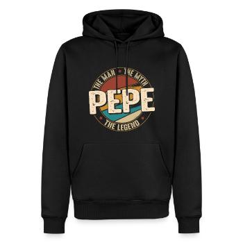 Fathers Day Pepe the Man the Myth the Legend - Sweat à capuche Premium bio Homme - noir - Devant - Nico (187cm)